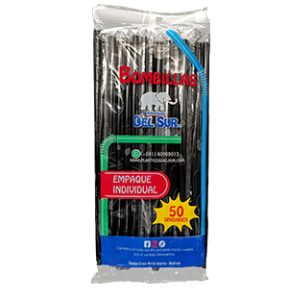 Bombillas con empaque individual Color Negro