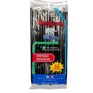 Bombillas con empaque individual Color Negro